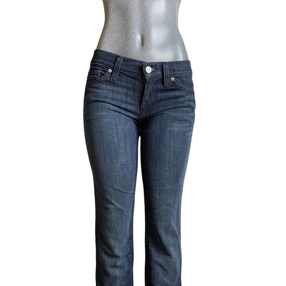 7 For All Mankind Womens Jeans Tag 25 28x29 Blue Dark Wash Straight Leg Low-Rise - Picture 3 of 12